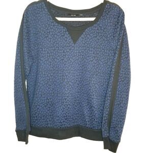 Apt. 9 Blue and Black Racing Stripe Long Sleeve Crew Neck Sweater